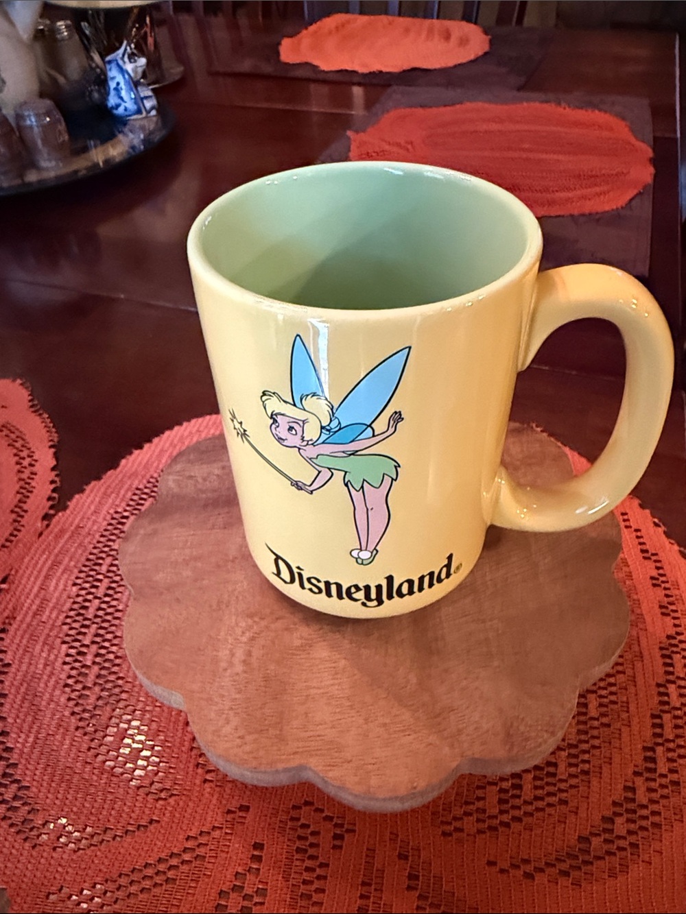 Very Rare Disney Yellow Tinker Bell Disneyland Ceramic Mug